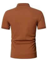 Camiseta polo de manga corta de color sólido con solapa para hombre, top de ajuste informal, ropa para hombre - details 2