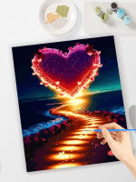 RUOPOTY Pintura de Acrílico DIY 40x50cm Kits de Números Pintura de Paisaje de Playa y Corazón Arte de Pared Artesanías Modernas para el Hogar - details 1
