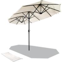 Sombrilla Parasol Rectangular, Sombrillas Jardin para Terraza Playa Piscina Mercado Patio Exterior, 300 x 150 cm, Protección Solar UV50+, Doble Beige - details 0