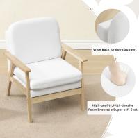Sillón de lino, sillón individual, sofá de madera, silla de lectura de relajación, cojín trasero de asiento grueso para sala de estar y dormitorio - details 6
