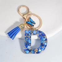 Llavero de Alfabeto de Piedra Pulida Azul Colgante de Borla de Mariposa 26 Iniciales - details 8