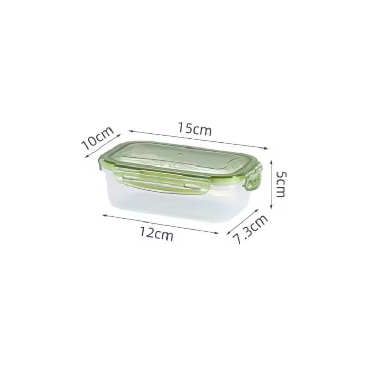 Caja de almacenamiento de plástico segura para refrigerador, contenedores de alimentos apilables rectangulares sellados con tapa, fiambreras calentadas por microondas, 1 unidad - 1