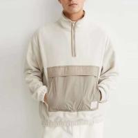 Sudadera extragrande Decheng OEM con bolsillo grande con cremallera, jersey Sherpa ligero con hombros adornados en marrón - details 11
