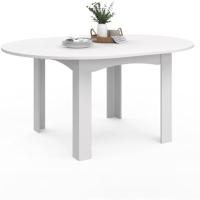 Mesa de comedor extensible redonda para 4-8 personas, 110-150 cm, color blanco - details 0