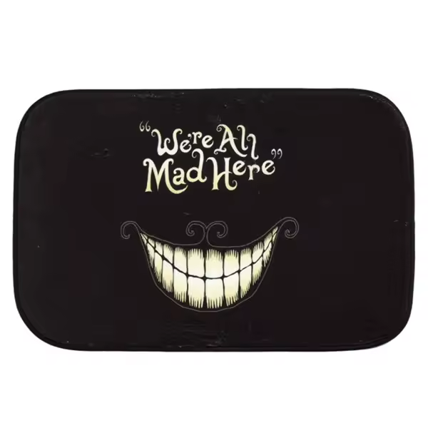 Felpudo con estampado "we All Mad Here" para puerta de baño, alfombrilla creativa para el hogar, súper suave y absorbente, 40x60cm - 1