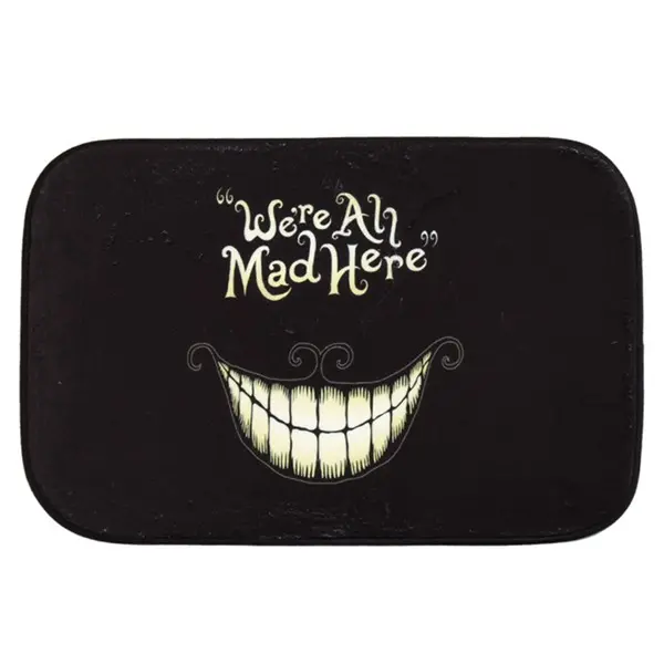 Felpudo con estampado "we All Mad Here" para puerta de baño, alfombrilla creativa para el hogar, súper suave y absorbente, 40x60cm - 1