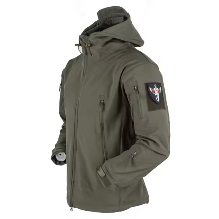 Chaqueta de Senderismo Impermeable para Hombres en Invierno-Otoño Abrigo Suave de Carcasa Táctica a Prueba de Viento con Capucha Ideal para Pesca, Acampar, Escalar - 1