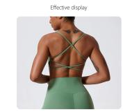 Sujetador deportivo cruzado en la espalda de tela súper suave, Top de gimnasio para mujer, ropa de Yoga de mayor calidad, sujetador para correr y Fitness, sujetador de entrenamiento para Yoga - details 0