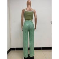 Moda femenina New -End Color sólido Pierna ancha con lentejuelas drapeadas Pantalones casuales para mujer - details 106