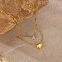 Collar de corazón de acero inoxidable de doble capa para mujer - Gargantilla de moda minimalista con diseño único - details 2