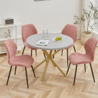 EGOONM-mesa de comedor de lujo para el hogar, mueble de imitación con efecto mármol, redondo, Simple, 100CM - details 8