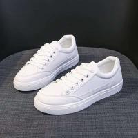 A09 PU plataforma superior para mujer zapatos bajos informales para caminar zapatillas de deporte planas blancas de moda para mujer - details 0