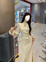 Vestido cheongsam grande de diseño de estilo francés para mujer en otoño e invierno, estilo Hepburn, vestido negro pequeño, mm de grasa, cintura - details 13