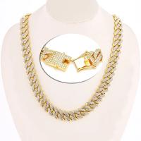 Collar de cadena de eslabones cubanos brillante de 15MM de Hip Hop para mujeres y hombres, cadena cubana con diamantes de imitación de Color plateado, collar de joyería Punk, regalo - details 1