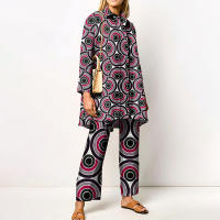 Conjunto de 2 piezas con estampado de Pamas para mujer, ropa de dormir holgada, pantalones de manga larga, ropa de calle, traje elegante, Vintage, otoño - details 8