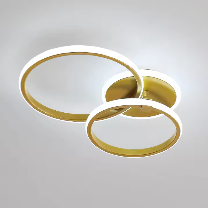 Plafón LED de Techo Dorado 42W GOECO, 6500K Luz Blanca Fría, Acrílico, Lámpara Techo Nórdica Decorativa para Sala de estar, Dormitorio, Comedor, 52*30*9,5CM - 1