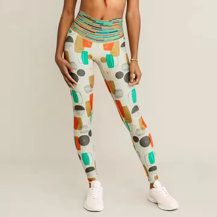 Nueva Europa y Estados Unidos comercio exterior transfronterizo de color de impresión de yoga ropa deportiva ajustada aptitud correr delgada de cintura alta pantalones de secado rápido femenina - 1