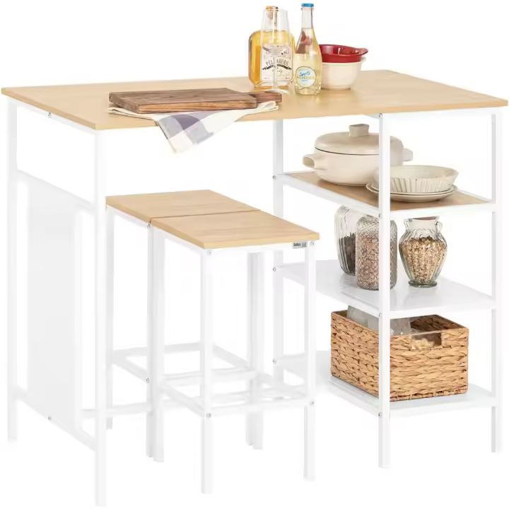 Juego de 3 Piezas Comedor Mesa, Juego de 2 Taburetes y 1 Mesa Estilo Industrial OGT51-WN ES - 1