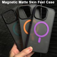 Nueva funda de teléfono magnética esmerilada mate Bicolor para iPhone 16 15 14 Plus 13 12 11 Pro Max cubierta dura translúcida a prueba de golpes - details 1