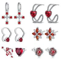 Pendientes de plata pura con forma de corazón rojo y rosa para mujer, joyería de moda para mujer, regalos del Día de San Valentín - details 0