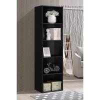 Librería de 5 estantes Armario estantería, Madera, Negro, No Aplicar - details 3