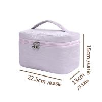 Bolsa de maquillaje de gran capacidad para mujer, bolsa de baño de viaje cuadrada impermeable, bolsa de almacenamiento de cosméticos de mano a prueba de polvo para baño - details 1