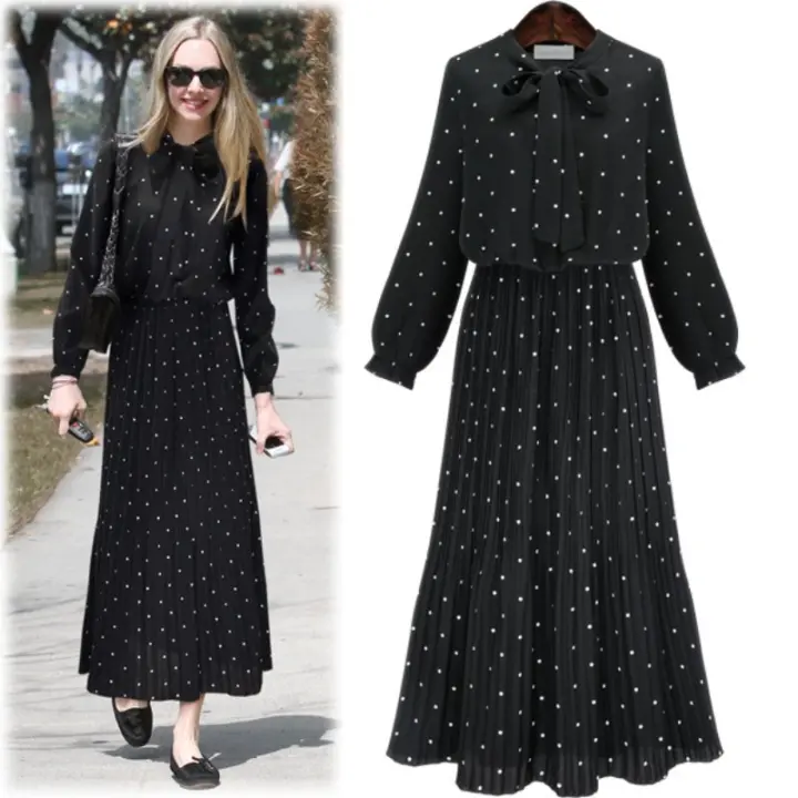 Ropa de mujer de talla grande, vestido pequeño de lunares frescos, longitud media, nuevo - 1