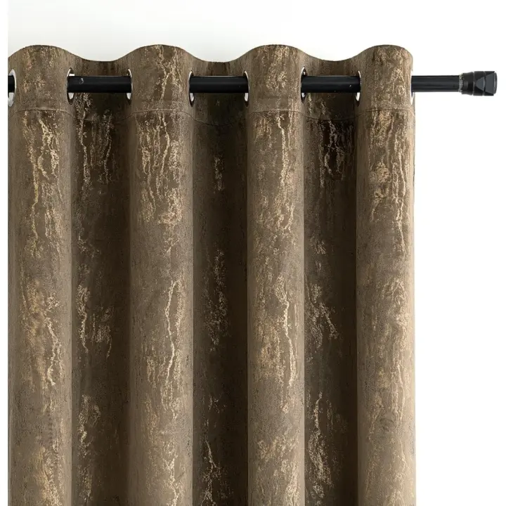 Cortina Elegante de Terciopelo Marrón 140 x 225 cm Anti-Ruido Decorativa para Habitación Sala de Estar Dormitorio - 1
