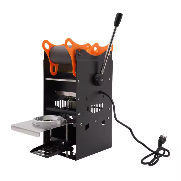 Máquina selladora automática de tazas de 300W, 300 tazas/hora, té de burbujas de café Boba, negro - 1