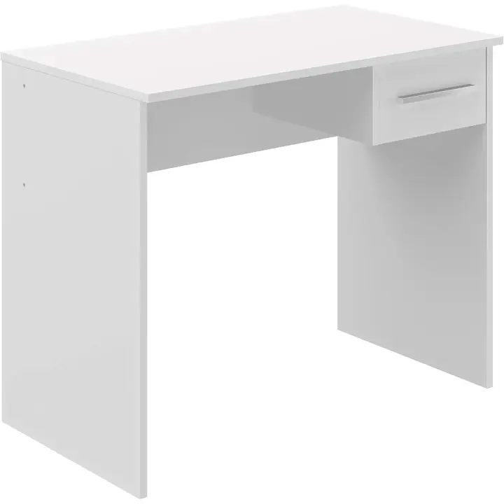 Escritorio moderno para oficina en casa, escritorio para PC con 3 cajones, fácil montaje, 142 x 279 x 187 cm, gris oscuro - 1