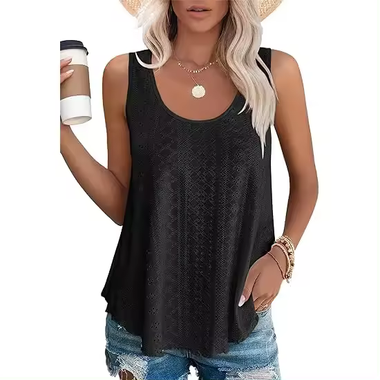 Camisetas informales holgadas sin mangas de talla grande para mujer, camisetas sin mangas de verano 2025, camisetas sin mangas de moda para mujer - 1