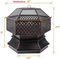 Parrilla de Jardín Hexagonal Exterior 30'' con Lámina de Acero a Prueba de Fuego para Carbón y Brasero Tipo de Fuente de BBQ: Carbón Estilo de Acabado Electroestático - details 1