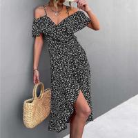 Vestido largo con tirantes y estampado floral para mujer, estilo bohemio de playa, moderno, un hombro, irregular, fresco diario - details 10