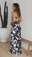 Vestido de Tubo Delgado con Estampado de Blanco y Negro Vestido de Fiesta Sexy sin Mangas para Mujeres - details 8