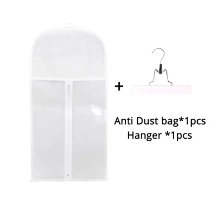 Bolsa de almacenamiento para extensiones de cabello de 60cm, tela Visible a prueba de polvo, bolsa para peluca no tejida, exhibición de cabello con colgador, bolsas de embalaje para peluca - 1
