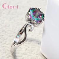 Anillo de Boda de Plata Elegant 925 Zirconia Cúbica Aaa Clara Promesa de Joyería para Mujeres - details 2