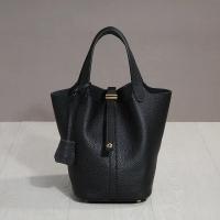 Moda cuero genuino kraft bolsa de almuerzo, bolsa de cubo boca, canasta de comida - details 7