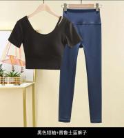 Tre de mujer, top de manga corta, camiseta de yoga, conjunto de body deportivo para correr, conjunto de gimnasio - details 5