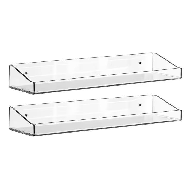 Estante de pared para baño montado en la pared, estante flotante autoadhesivo sin perforación, ahorro de espacio, fácil instalación, 2 uds. - 1
