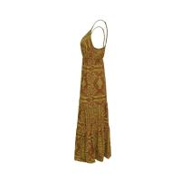 Vestido ral estampado con cuello en V y cintura alta, largo, con tirantes, estilo bohemio, para mujer - details 14