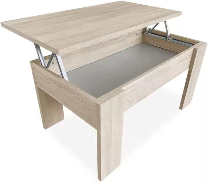 Mesa de Centro Elevable Estilo Sala o Comedor Acabado Blanco con Tapa Cambria - 1