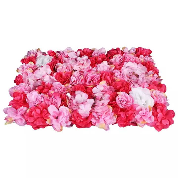 Paneles de flores artificiales para pared, decoración de fondo de boda, rosas rojas y rosas, 40x60 Cm, 12 piezas - 1
