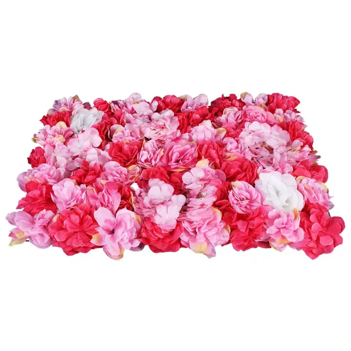 Paneles de flores artificiales para pared, decoración de fondo de boda, rosas rojas y rosas, 40x60 Cm, 12 piezas - 1