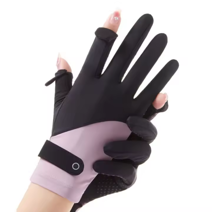 Guantes con protección solar transpirables, manoplas con protección solar Anti-UV, guantes de seda helada, guantes coloridos elegantes con protección solar para verano para correr - 1
