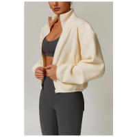 Chaqueta de lana Chaqueta con cremallera para mujer Chaqueta informal suave y cómoda de invierno suave y cálida Ropa para exteriores con cuello alto - details 5