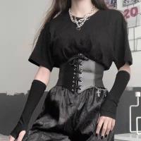 Corsé de cintura ajustable para mujer, cinturón gótico con cordones, cintura ancha de cuero PU, faja adelgazante para vestido - details 3