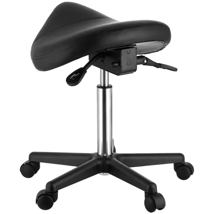 SucceBuy Taburete con ruedas, capacidad de peso de 400 libras, taburete ergonómico con ruedas, silla giratoria de cuero PU de altura ajustable para salón, spa, tatuaje, clínica, negro - 1