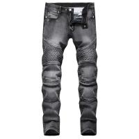 Nuevos pantalones vaqueros de motociclista Vintage de retazos para hombre, pantalones vaqueros de ciclismo elásticos rectos ajustados de Hip Hop, pantalones de calle de moda para hombre - details 4
