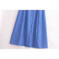 OUWU- Aoaiiys Vestido A Rayas Para Mujer Vestido De Un Solo Pecho Con Cuello Vuelto Corte En A Sin Mangas Moda De Verano Vestidos Elegantes Para Mujer - details 2