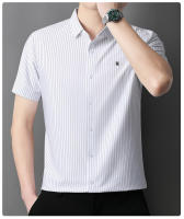 25 Nuevo verano Anti arrugas Casual Polo Business Camisa de manga corta a rayas verticales para hombres - details 24